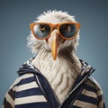 Funny Spy Eagle In Striped Shirt And Sunglasses