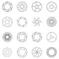 Photo diaphragm icon set outline