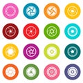 Photo diaphragm icons many colors set