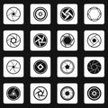 Photo diaphragm icons set squares vector