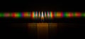 Photo of the diffraction pattern of candle flame light, comprising a large number of diffraction orders obtained by the grating