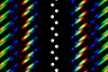 Photo of a diffraction pattern from a double line of LEDs. Image was obtained using a diffraction grating