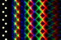 Photo of a diffraction pattern from a double line of LEDs. Image was obtained using a twin diffraction grating