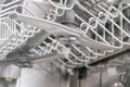 Photo of the dishwasher, inside view of the grid Royalty Free Stock Photo