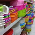 photo of the display of various kitchen utensils in the supermarket