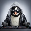 Penguin Dj: Unleashing Unrestrained Creativity On The Turntables Royalty Free Stock Photo