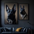 Ai generated a dog-themed wall art above a cozy couch