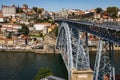 Porto, Portugal - September 13, 2019 - Dom Luis bridge across the Douro River in Porto