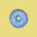 Blue donut on pink background