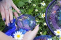 Photo of a dreamcatcher made by hand Royalty Free Stock Photo