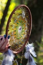 Photo of a dreamcatcher made by hand Royalty Free Stock Photo