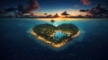 photo of A dreamy landscape of islands in the shape of a heart generative AI