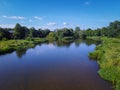 A photo from a drone showing the Warta River in central Poland.