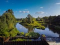 A photo from a drone showing the Warta River in central Poland.