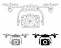 Photo Drone Vector Mesh 2D Model and Triangle Mosaic Icon