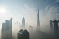 Dubai city under fog