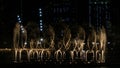 Photo Of The Dubai Dancing Fountain at Night, Largest choreographed fountain system in Dubai Royalty Free Stock Photo