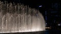 Photo Of The Dubai Dancing Fountain at Night, Largest choreographed fountain system in Dubai Royalty Free Stock Photo