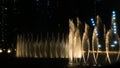 Photo Of The Dubai Dancing Fountain at Night, Largest choreographed fountain system in Dubai Royalty Free Stock Photo