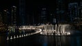 Photo Of The Dubai Dancing Fountain at Night, Largest choreographed fountain system in Dubai Royalty Free Stock Photo