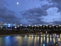 Dusk and Full Moon at the Georgetown Waterfront in Washington DC