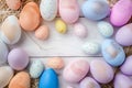 Photo Easter eggs adorned with pastel paints create charming top view