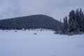 Photo of Echo Lake with Mount Blue Sky in the Colorado Rocky Mountains in Winter Royalty Free Stock Photo