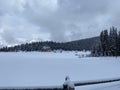 Photo of Echo Lake with Mount Blue Sky in the Colorado Rocky Mountains in Winter Royalty Free Stock Photo