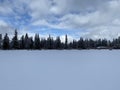 Photo of Echo Lake with Mount Blue Sky in the Colorado Rocky Mountains in Winter Royalty Free Stock Photo