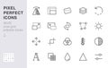 Photo edit line icon set. Flip, crop image, color filter, adjust effects, contrast minimal vector illustration. Simple