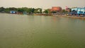 Photo Editorial 15 June 2019, Artificial Lake at TMII, East Jakarta, Indonesia, with bike boat, restaurant, gift shop and other