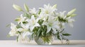 Elegant Cosmos Arrangement: White Lilies In A Ray Traced Vase