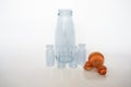 Closeup of empty blue glass bottles Royalty Free Stock Photo