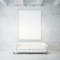 Photo of empty canvas on the brick wall background