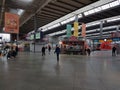 A photo of an almost empty Main Train station in Munich, Germany, in the time of the Coronapandemic. Royalty Free Stock Photo