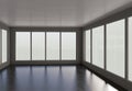 .photo Empty room with windows , 3D random