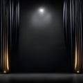 Ai generated an empty stage with a red velvet curtain and a single spotlight shining down Royalty Free Stock Photo