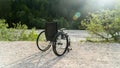 Empty wheelchair parked in park, health care concept Royalty Free Stock Photo