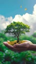 Photo Environmental stewardship CO2 reduction concept with trees, promoting clean air