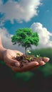 Photo Environmental stewardship CO2 reduction concept with trees, promoting clean air