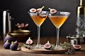 Photo fall and winter drinks recipes martini cocktail with fig thyme and honey