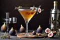 Photo fall and winter drinks recipes martini cocktail with fig thyme and honey