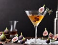 Photo fall and winter drinks recipes martini cocktail with fig thyme and honey