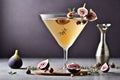 Photo fall and winter drinks recipes martini cocktail with fig thyme and honey