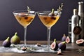 Photo fall and winter drinks recipes martini cocktail with fig thyme and honey