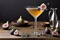 Photo fall and winter drinks recipes martini cocktail with fig thyme and honey