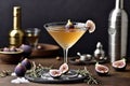 Photo fall and winter drinks recipes martini cocktail with fig thyme and honey