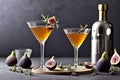 Photo fall and winter drinks recipes martini cocktail with fig thyme and honey