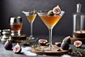 Photo fall and winter drinks recipes martini cocktail with fig thyme and honey