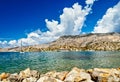 Photo from famous bay of Panormitis, Symi island, Dodecanese, Greece Royalty Free Stock Photo